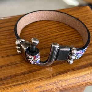 Multi Colored Imitation Leather Bracelet, Womens Jewelry, Steel Hook Clasp